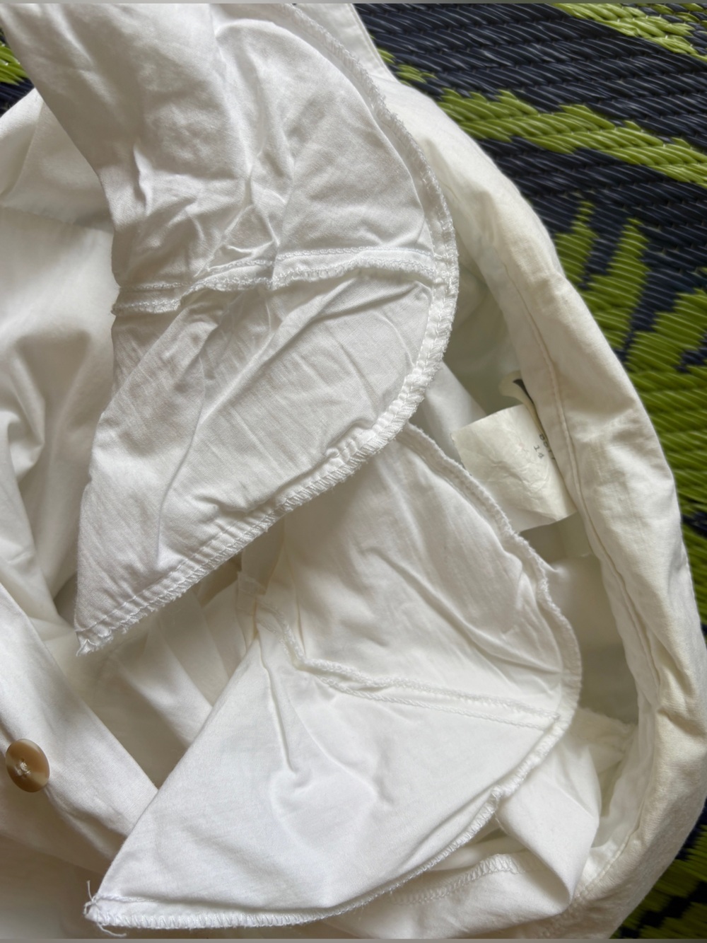 Vintage Town & Country White Cotton Shirt Dress With Shoulder Pads, Belt Size 14 - Picture 12 of 14
